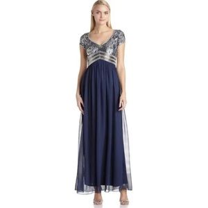 Adrianna Papell sequin long navy dress size US10